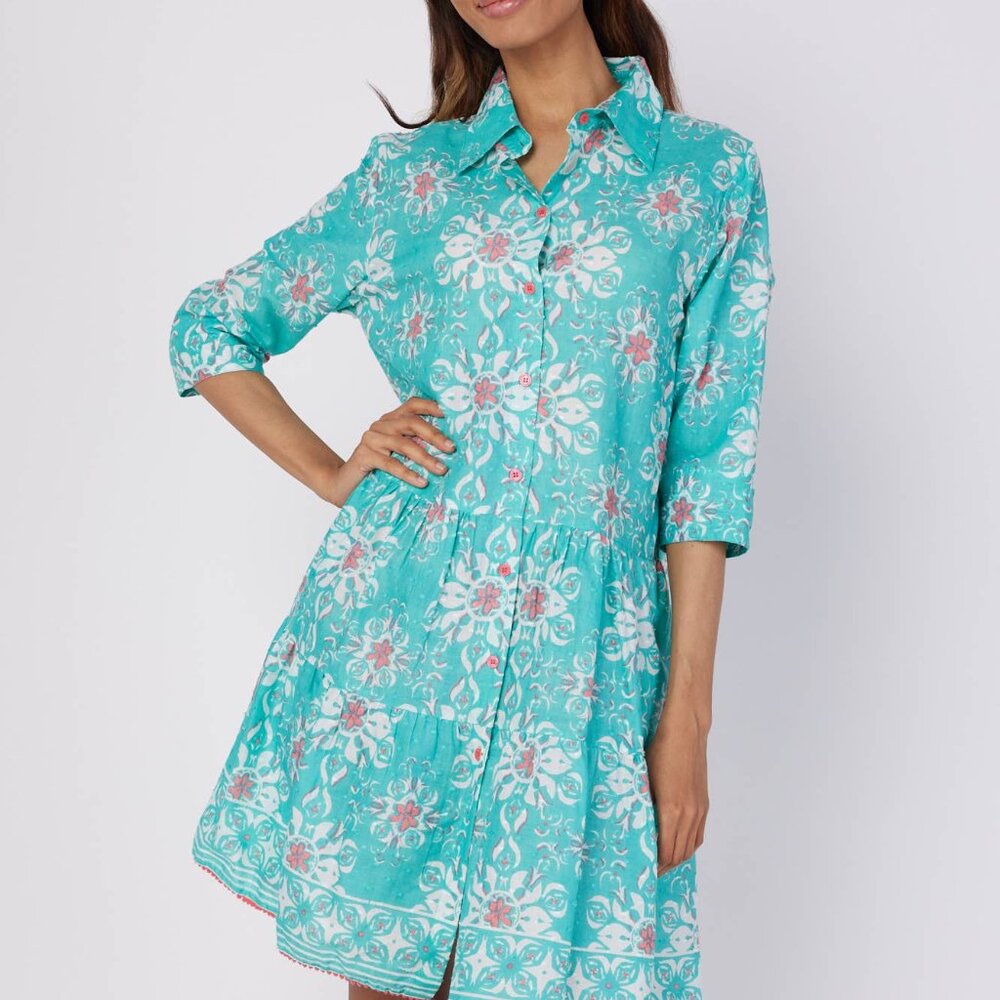 NWT MODAPOSA Alcee Resort Shirt Dress Mediterranean Style Size XL - Picture 2 of 6